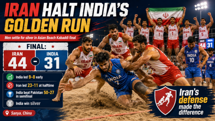 Iran Halt India's Golden Run as Men Settle for Silver in Asian Beach Kabaddi Final 1 Iran Beat India to Win Asian Beach Kabaddi Gold